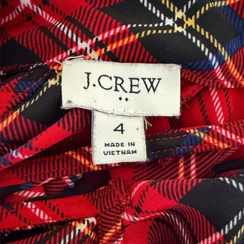 J.Crew Red Tartan Tie-Neck Tank Top | 4